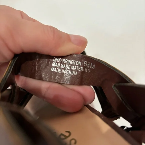 DOLLHOUSE Faux Leather Open Toe Strappy Platform Sandal Wedges - brown, size 6.5 - Picture 7 of 8